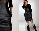 Mikos Neu Damen Sexy Kleid Kunstleder Kleid Sport Party Festlich Kleid Sportkleid S M L XL (354)