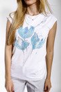 Zaps - weißes T-shirt mit blauen Blumen