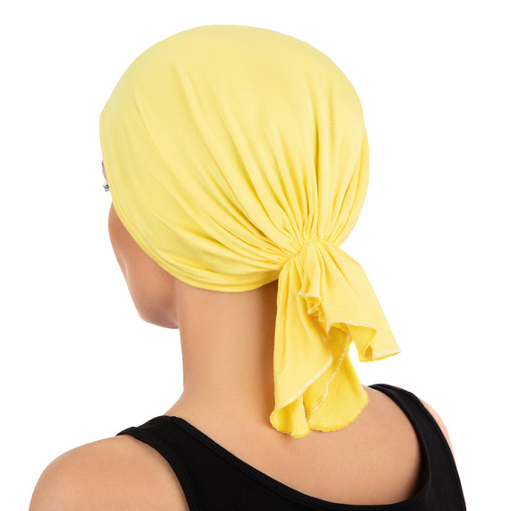 Mikos chustka chusta damska bambusowa na gumce czapka turban na głowę nakrycie głowy także po chemii chemioterapii na plażę plażowa 702 żółty