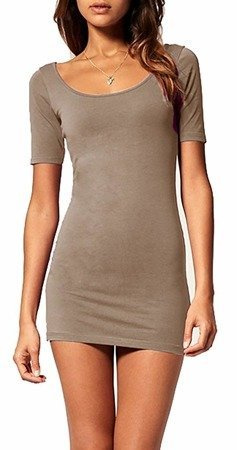 Mikos Sommer Damen Kleid Kurzarm Shirt Bodycon Stretch Short Minikleid (314)