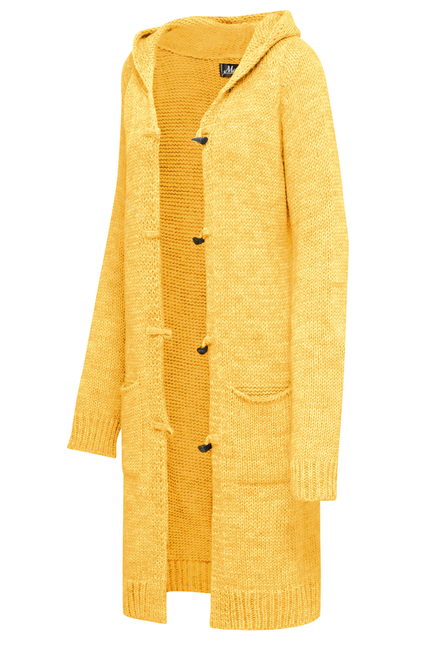 Damen Strick Jacke Mantel Pullover Neu mit Kapuze Beige Grau Warm