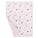 Mikos Kocyk dziecięcy bawełniany dwustronny dzianinowy cienki na lato do wózka łóżeczka do przedszkola niemowlęcy tkany wafelkowy z wypełnieniem 1041 róż/serca