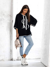 Sweter Cocomore luźna bluza z kapturem i napisami ciao czarny