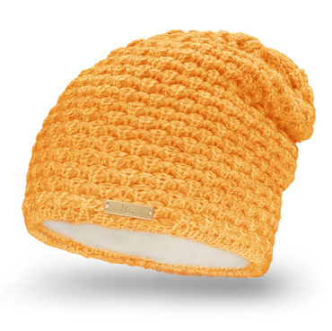 Mikos czapka klasyczna beanie czapka z ociepleniem z polaru na jesień zimę 687 musztardowa