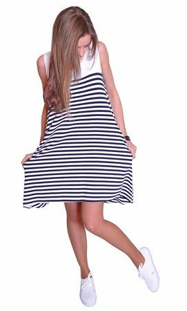 Sommerkleid SeXy TUNIKA Marine Kleid lässig Urlaub ärmellos S M L XL (363)