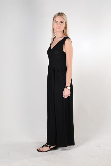 Mikos długa elegancka sukienka szydełkowa na ramiączka 380 czarny
