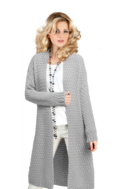 Mikos Długi kardigan sweter z długim rękawem 707 szary