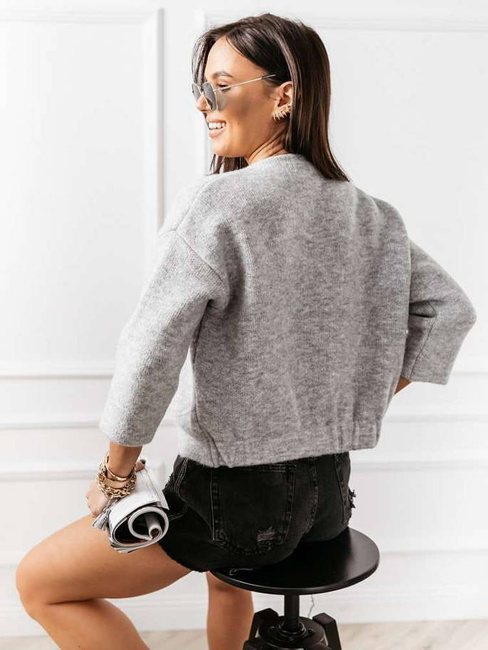 Krótka bomberka bolerko cocomore kardigan rękaw 3/4 szary