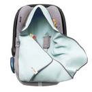 Einschlagdecke aus Waffelstoff für den Sommer 100% Baumwolle Baby Decke für Autositz Kuscheldecke Kinderwagedecke Für Kinderwagen Buggys z.B. Maxi Cosi Rosa Beige 3 Punkt Gurt (1038)