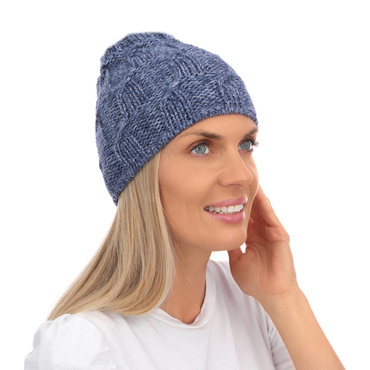 Mikos czapka klasyczna beanie czapka przejściowa wiosna jesień zima bez ocieplenia 708 niebieski melanż