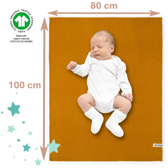 Mikos* Kuscheldecke Babydecke Strickdecke Baby Kinder Decke mit Zopfmuster Öko-Tex 100x80cm/100x120cm (1033)
