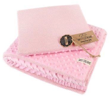 Mikos* Baumwolle und Minky| StrickDecke Kuscheldecke Krabbeldecke 75x100 mit Flaches Kissen: 30x30cm Hoch Qualität | Ideal als Kinderwagendecke 1002