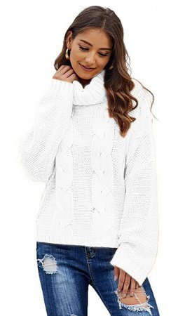 Mikos* Elegant Rollkragenpullover Strickpullover Damen Winterpullover II Oversize Strickpulli II Lässig Sweater (692)