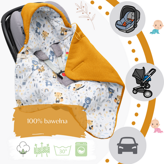 Einschlagdecke Babyschale StrickDecke 100% Baumwolle für Kinderwagen Buggys 1039