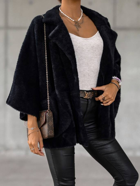 Krótka kurtka Cocomore alpaka rękaw 3/4 czarny