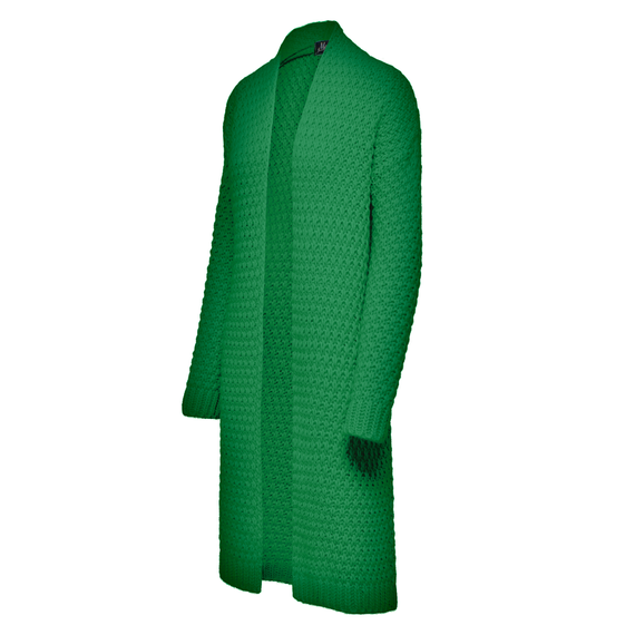 Mikos Długi kardigan sweter z długim rękawem 707 zielony