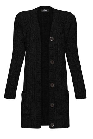 Mikos Cardigan für Damen Lang Elegant Strickjacke grobstrick Strickmantel Mantel (535)