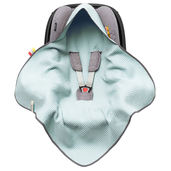 Einschlagdecke aus Waffelstoff für den Sommer 100% Baumwolle Baby Decke für Autositz Kuscheldecke Kinderwagedecke Für Kinderwagen Buggys z.B. Maxi Cosi Rosa Beige 3 Punkt Gurt (1038)