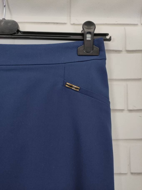 BB klasyczna spódnica na suwak długość do kolana prosta elegancka ołówkowa granatowa (026)