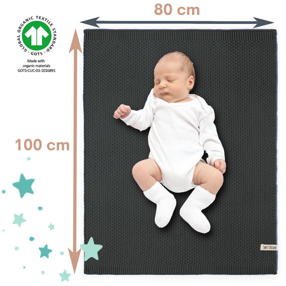Mikos* Kuscheldecke Babydecke Strickdecke Baby Kinder Decke mit Zopfmuster Öko-Tex 100x80cm/100x120cm (1033)