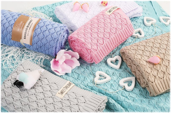 Mikos kocyk bambusowy ażurowy 80X100cm. 1034 szary