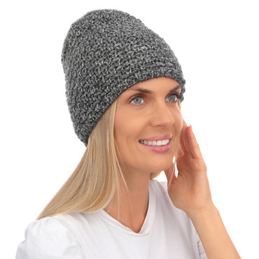 Mikos czapka klasyczna beanie czapka z ociepleniem z polaru na jesień zimę 687 grafit melanż