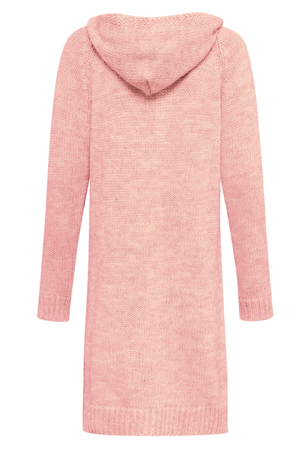 Damen Strick Jacke Mantel Pullover Neu mit Kapuze Beige Grau Warm