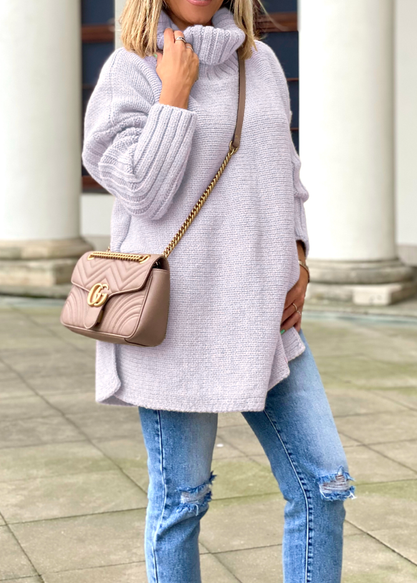 Luźny sweter golf Cocomore liliowy