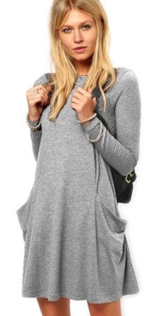 MIKOS LUŹNA SUKIENKA bawełniana TUNIKA z kieszeniami 182 szary