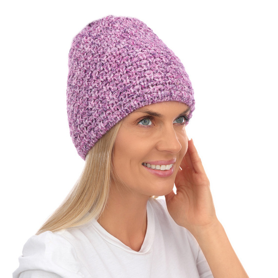 Mikos czapka klasyczna beanie czapka z ociepleniem z polaru na jesień zimę 687 fiolet melanż