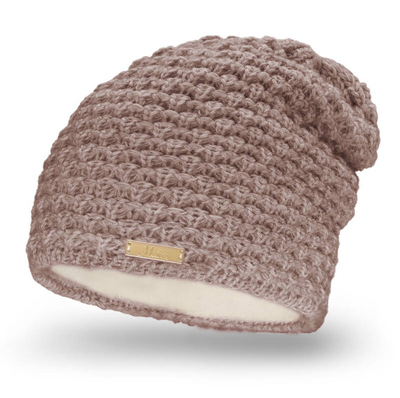 Mikos czapka klasyczna beanie czapka z ociepleniem z polaru na jesień zimę 687 mokka