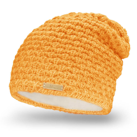 Mikos Damen Strickmütze mit Fellbommel Bommelmütze Zopfmuster oder Rippstrick mit großem Kunstfellbommel