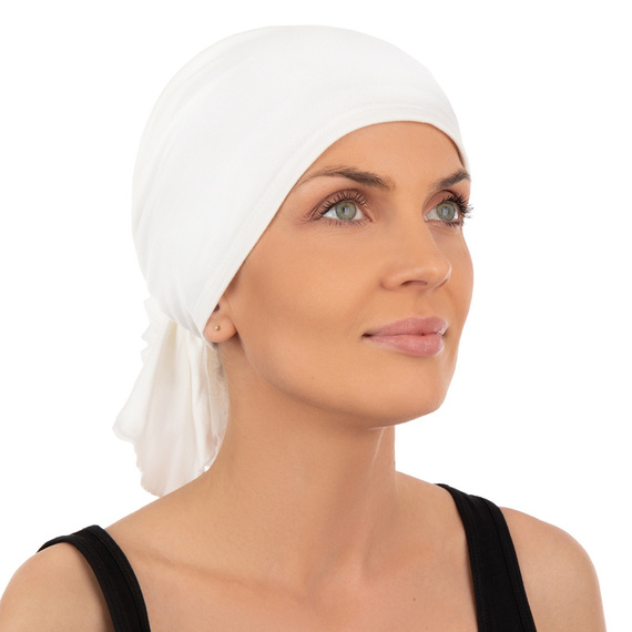 Mikos chustka chusta bambusowa czapka turban nakrycie głowy także po chemii chemioterapii 702 biały