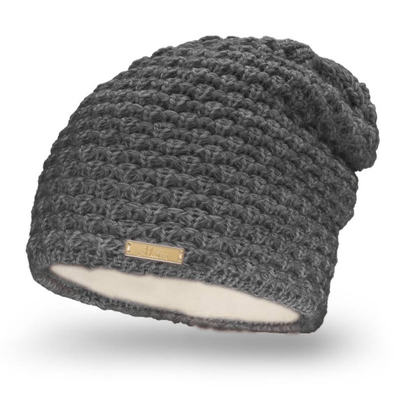 Mikos Damen Strickmütze mit Fellbommel Bommelmütze Zopfmuster oder Rippstrick mit großem Kunstfellbommel