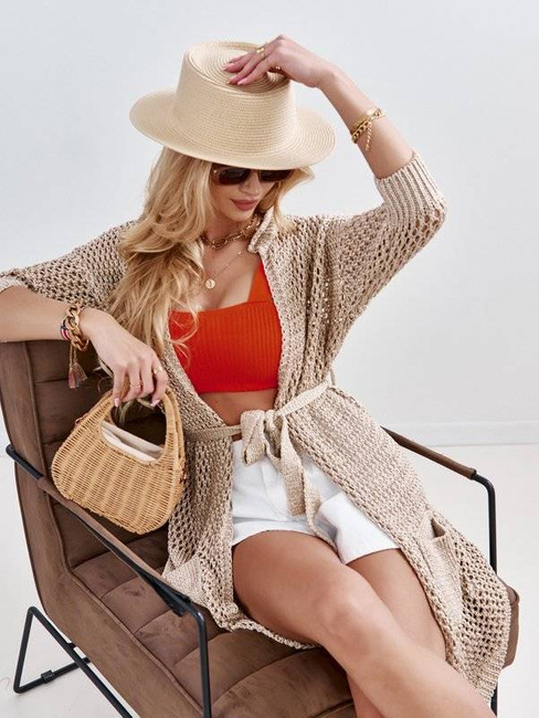 Letni ażurowy kardigan Cocomore złoty