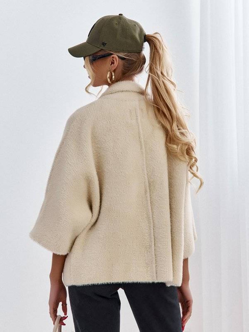 Krótka kurtka Cocomore alpaka rękaw 3/4 kremowy