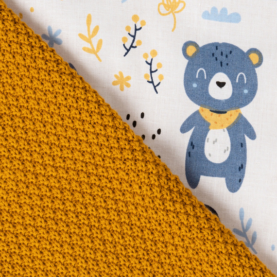 Mikos® GOTS zert. Babydecke 100% Bio Baumwolle Strickdecke Baumwolldecke Warme Babydecke Mädchen Jungen Baby Erstausstattung Für Neugeborene | 2 in 1 Kuscheltier und Kuscheldecke (1041)