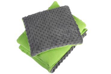 Mikos* Baumwolle und Minky| StrickDecke Kuscheldecke Krabbeldecke 75x100 mit Flaches Kissen: 30x30cm Hoch Qualität | Ideal als Kinderwagendecke 1002