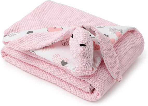 Mikos® GOTS zert. Babydecke 100% Bio Baumwolle Strickdecke Baumwolldecke Warme Babydecke Mädchen Jungen Baby Erstausstattung Für Neugeborene | 2 in 1 Kuscheltier und Kuscheldecke (1042) 