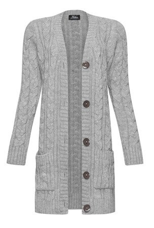 Mikos Cardigan für Damen Lang Elegant Strickjacke grobstrick Strickmantel Mantel 535