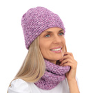 Mikos ciepły komplet damski czapka zimowa podszyta polarem komin szalik tuba tunel gruby na zimę na narty na ferie na wyjazd polski produkt polski producent 690  grafit melanż