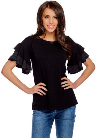 Mikos bluzka dzianinowa z falbaniastym rękawem 259