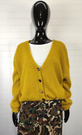 Sweter damski w serek zapinany na guziki import Włochy musztardowy