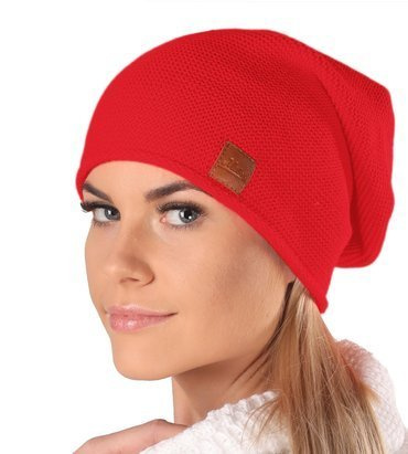 Czapka damska wiosenna letnia na lato czapka jesienna zimowa cienka czapka dzianinowa kolarska rowerowa do biegania w góry beanie 699 czerwona