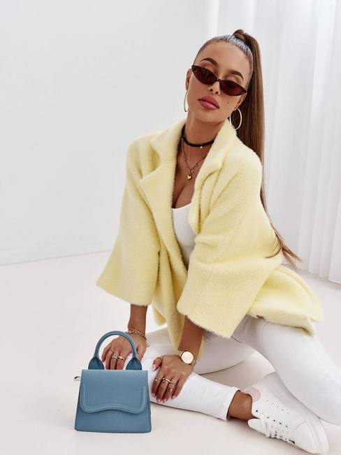 Krótka kurtka Cocomore alpaka rękaw 3/4 żółty