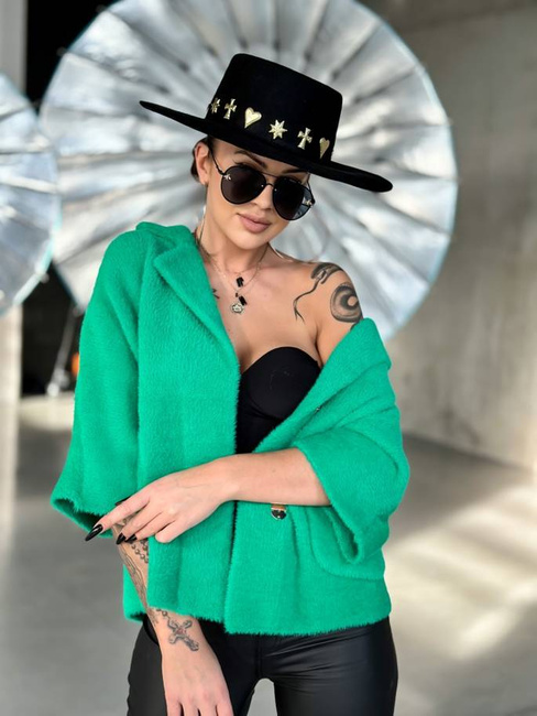 Krótka kurtka Cocomore alpaka rękaw 3/4 zielony