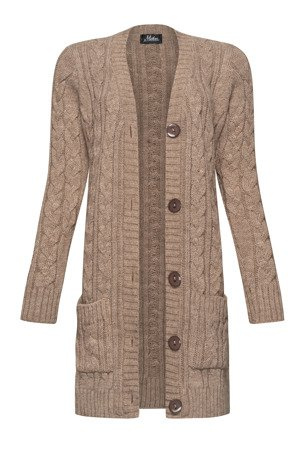 Mikos Cardigan für Damen Lang Elegant Strickjacke grobstrick Strickmantel Mantel (535)