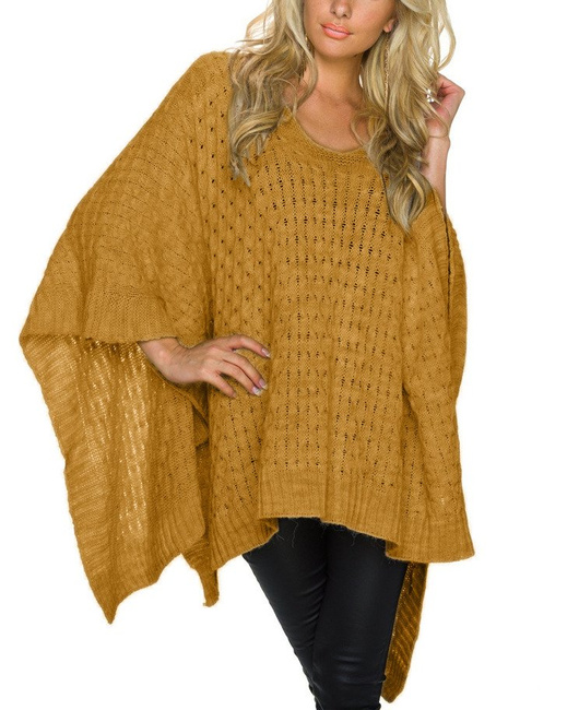 Mikos Poncho Lang Cardigan Asymmetric Strickjacke Modischer Schnitt (991)