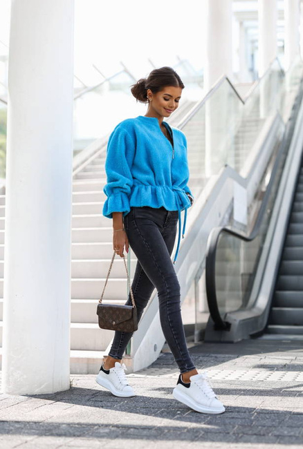 Krótka kurtka Cocomore typu alpaka niebieski