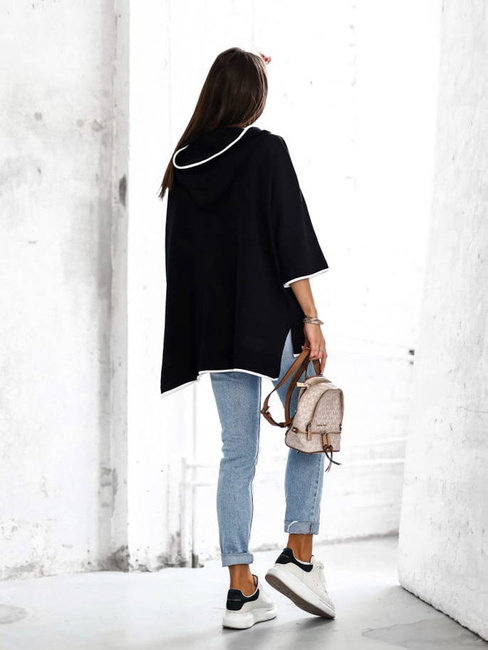 Sweter Cocomore luźna bluza z kapturem i napisami ciao czarny